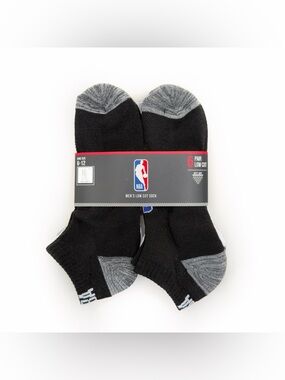 NBA Men’s Low Cut Socks 6 Pack Black Gray White Basketball Gym Athletic